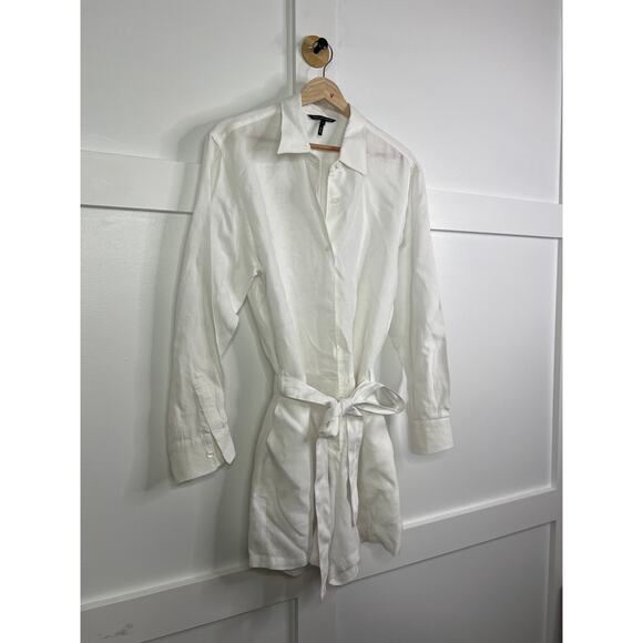 NEW Marissa Webb Rowan Linen Button Down Long Sleeve White Romper Size: 6 - Picture 3 of 7